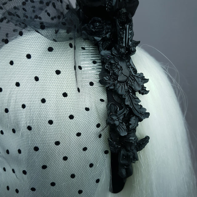 "Auguries of Innocence" Black Cherub Veil Headpiece