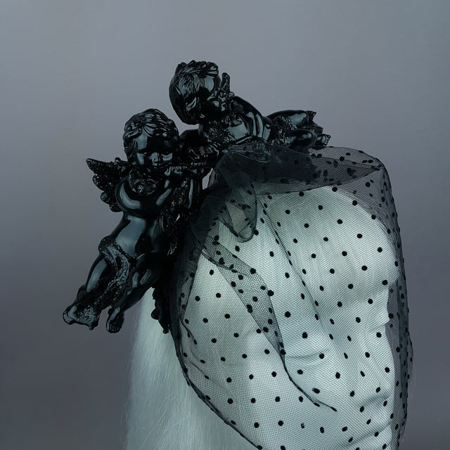 "Auguries of Innocence" Black Cherub Veil Headpiece