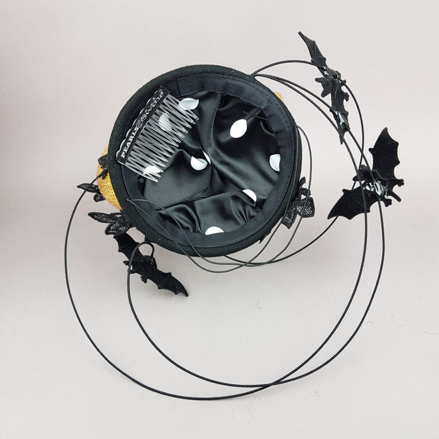 "Bad Moon Rising" Moon & Bat Lace Cloud Fascinator Hat