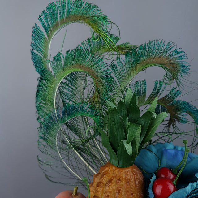 "Elysium" Parrot, Tropical Fruit & Feather Headpiece