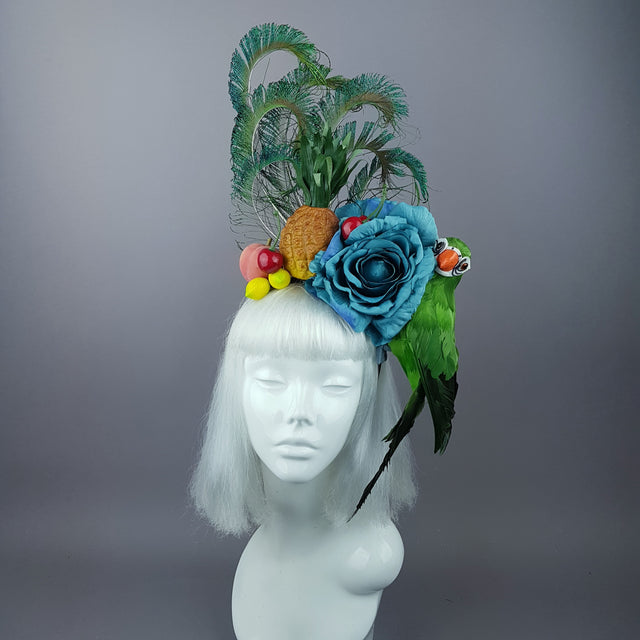 "Elysium" Parrot, Tropical Fruit & Feather Headpiece