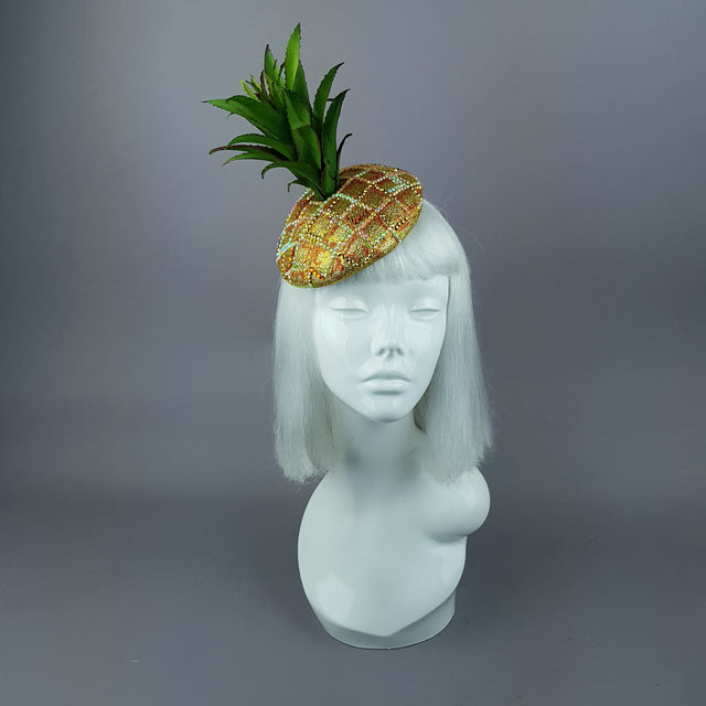 "Do You Like Piña Colada?" Crystal Pineapple Fascinator Hat