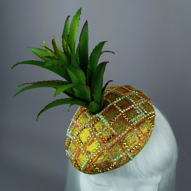 "Do You Like Piña Colada?" Crystal Pineapple Fascinator Hat