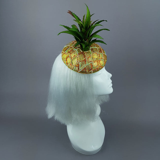 "Do You Like Piña Colada?" Crystal Pineapple Fascinator Hat