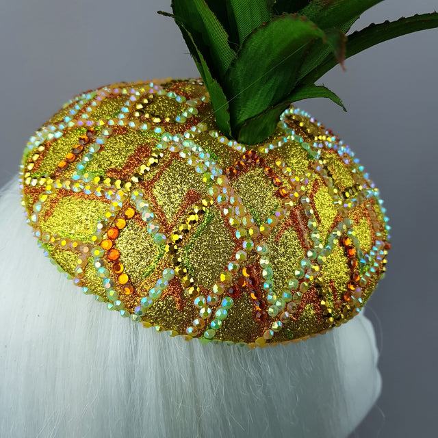 "Do You Like Piña Colada?" Crystal Pineapple Fascinator Hat
