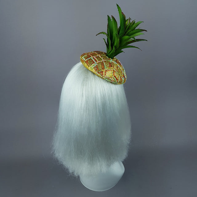 "Do You Like Piña Colada?" Crystal Pineapple Fascinator Hat