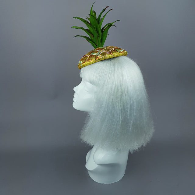 "Do You Like Piña Colada?" Crystal Pineapple Fascinator Hat