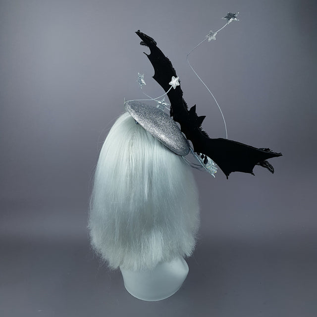 "Badriyah" Bejewelled Bat, Moon, Lace Clouds, Stars Fascinator Hat