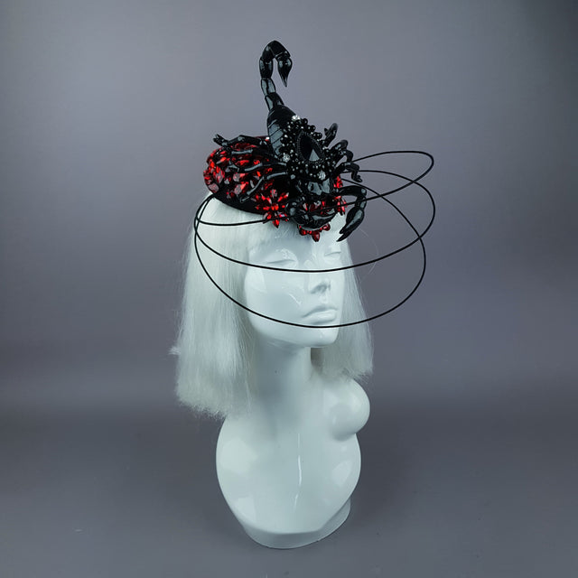 "Nerezza" Giant Scorpion & Red Jewel Fascinator Hat