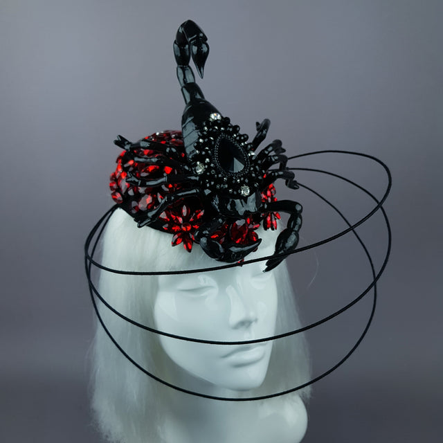 "Nerezza" Giant Scorpion & Red Jewel Fascinator Hat
