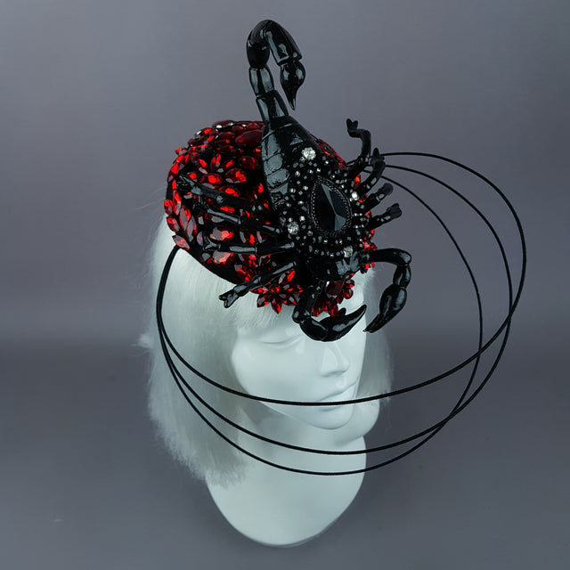 "Nerezza" Giant Scorpion & Red Jewel Fascinator Hat