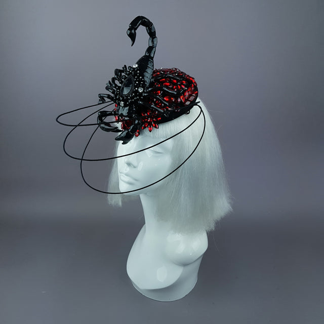 "Nerezza" Giant Scorpion & Red Jewel Fascinator Hat