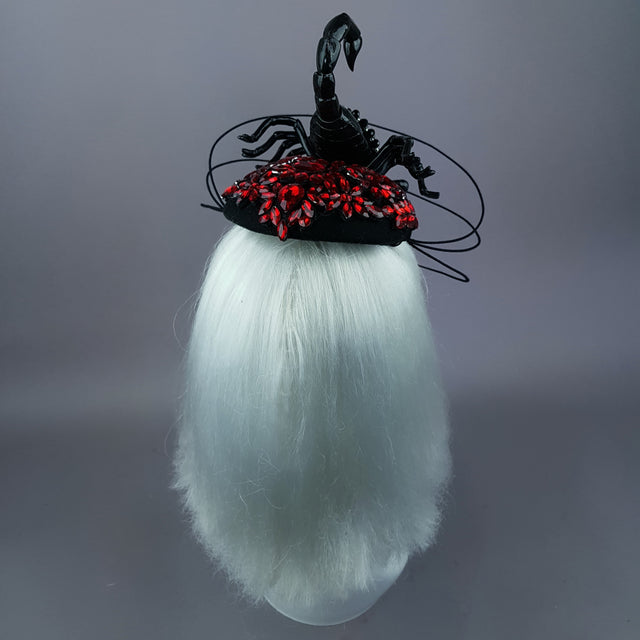 "Nerezza" Giant Scorpion & Red Jewel Fascinator Hat