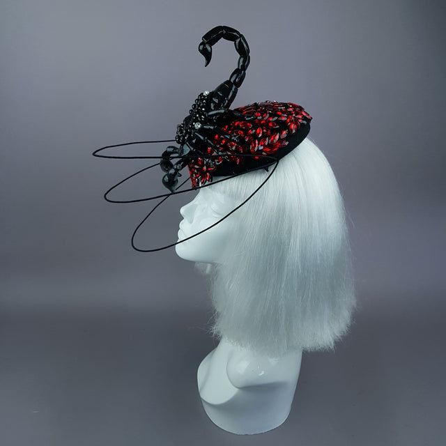 "Nerezza" Giant Scorpion & Red Jewel Fascinator Hat