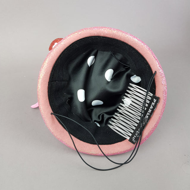 "T-Rex-Topia" Pink Dinosaur, Strawberries & Cream Fascinator Hat