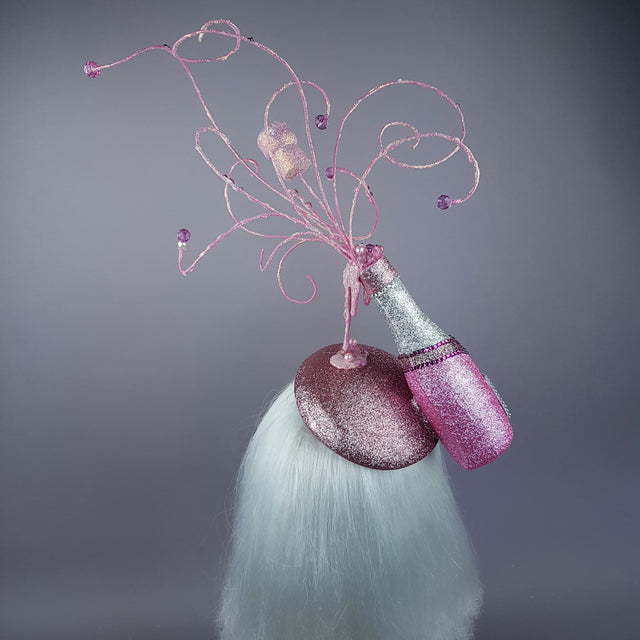 "Rosé All Day" Pink Champagne Bottle Glitter Hat