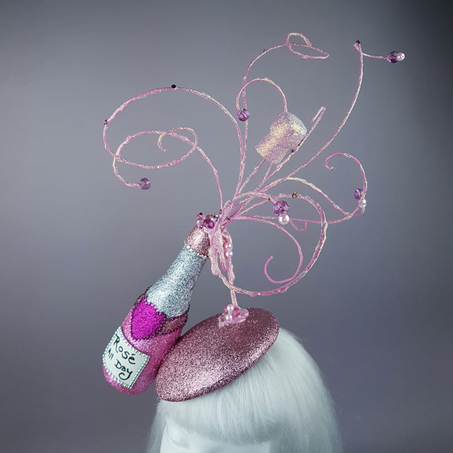 "Rosé All Day" Pink Champagne Bottle Glitter Hat