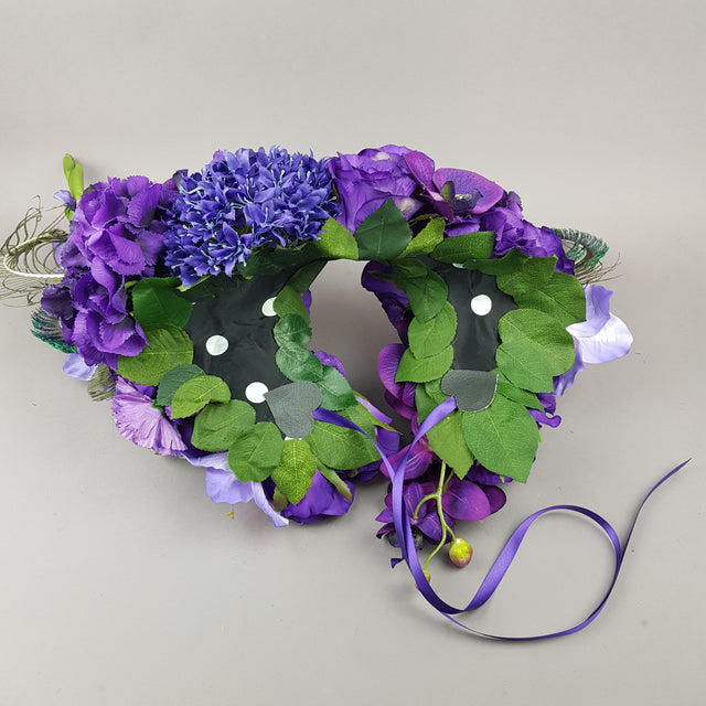 "Lorelai" Purple Flower & Peacock Feather Shoulder/Neckpiece
