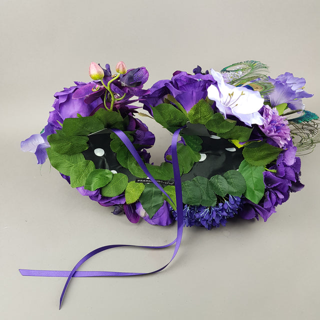 "Lorelai" Purple Flower & Peacock Feather Shoulder/Neckpiece