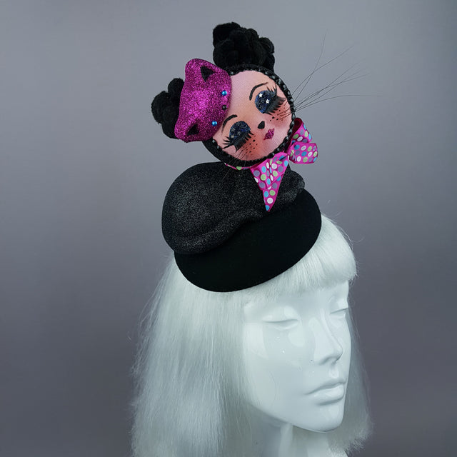 "Izzy" Doll Face Black Kitty Hat