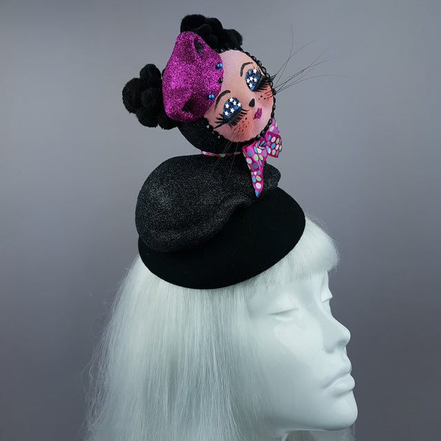"Izzy" Doll Face Black Kitty Hat