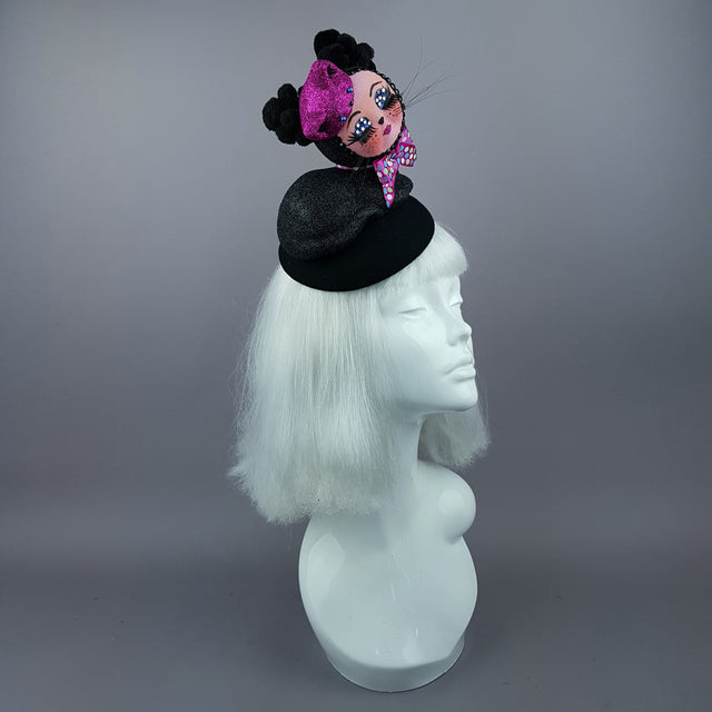 "Izzy" Doll Face Black Kitty Hat