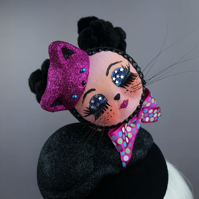 "Izzy" Doll Face Black Kitty Hat