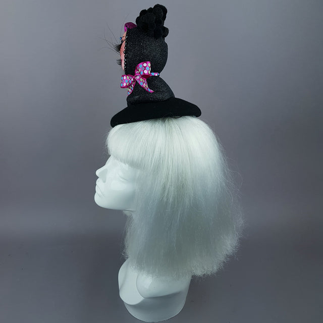 "Izzy" Doll Face Black Kitty Hat