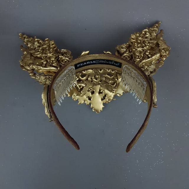 "Kedi" Gold Filigree Cat Ear Headpiece