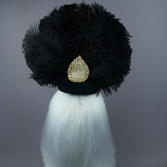 "Lujo" Black & Gold Feather & Filigree Headdress