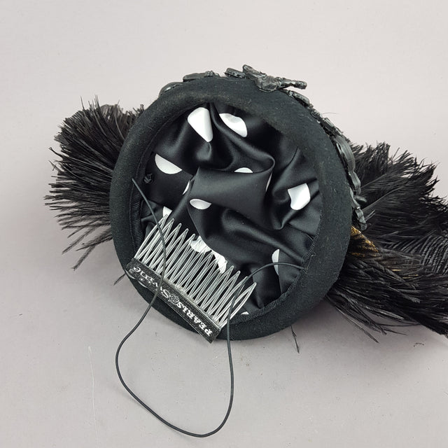 "Lujo" Black & Gold Feather & Filigree Headdress