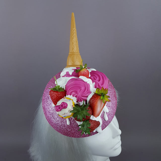 "Lezzetli" Dropped Ice Cream & Strawberry Glitter Hat