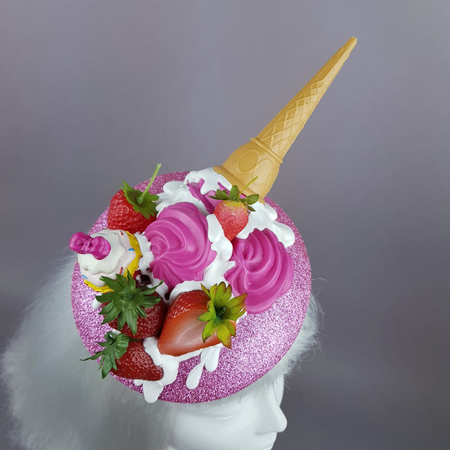 "Lezzetli" Dropped Ice Cream & Strawberry Glitter Hat