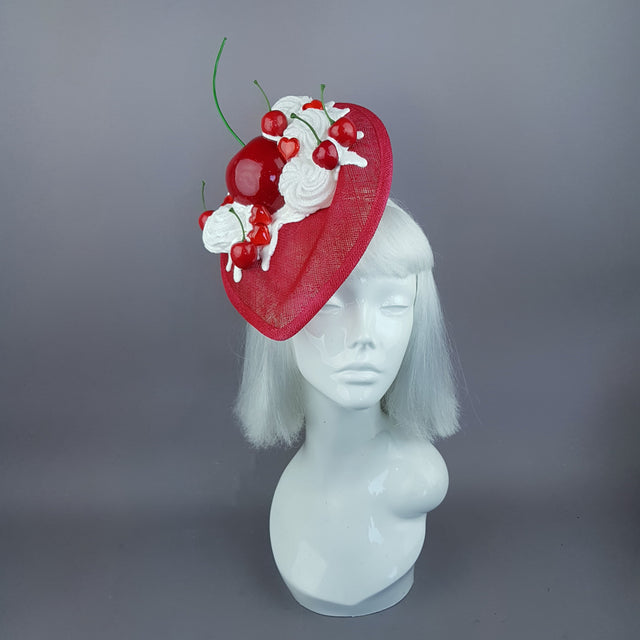 "Delicious" Red Giant Cherry & Cream Fascinator Hat