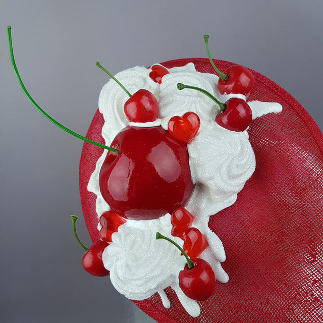 "Delicious" Red Giant Cherry & Cream Fascinator Hat