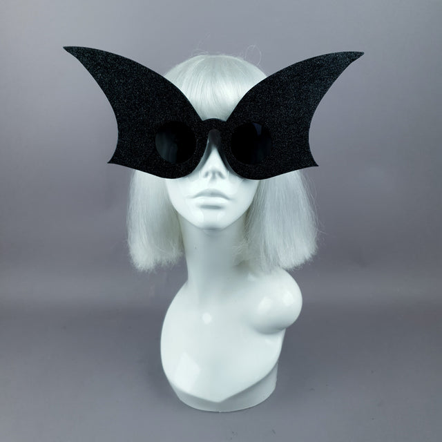 "Eris" Oversized Black Glitter Shaped Sunglasses