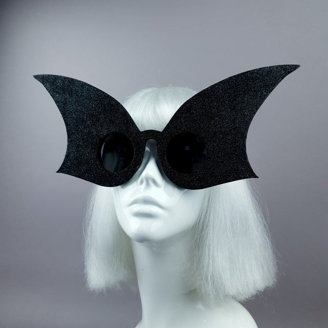 "Eris" Oversized Black Glitter Shaped Sunglasses
