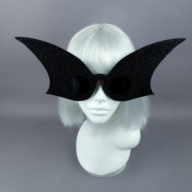 "Eris" Oversized Black Glitter Shaped Sunglasses