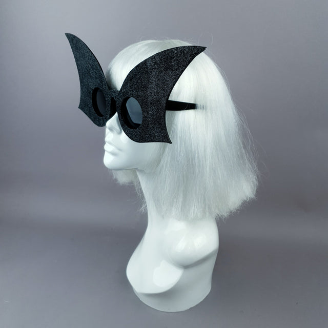 "Eris" Oversized Black Glitter Shaped Sunglasses