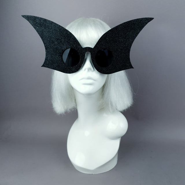 "Eris" Oversized Black Glitter Shaped Sunglasses