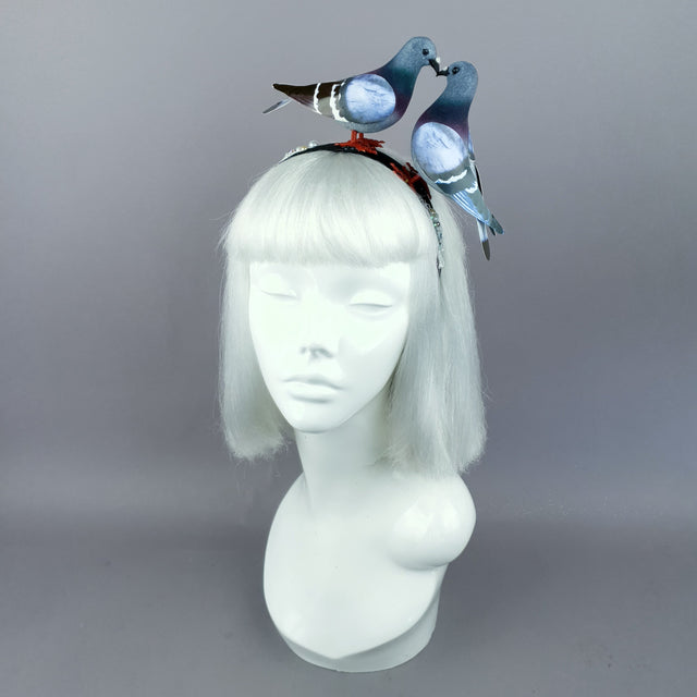 "Wabi-Sabi" Whimsical Pigeons in Love Poop Headband