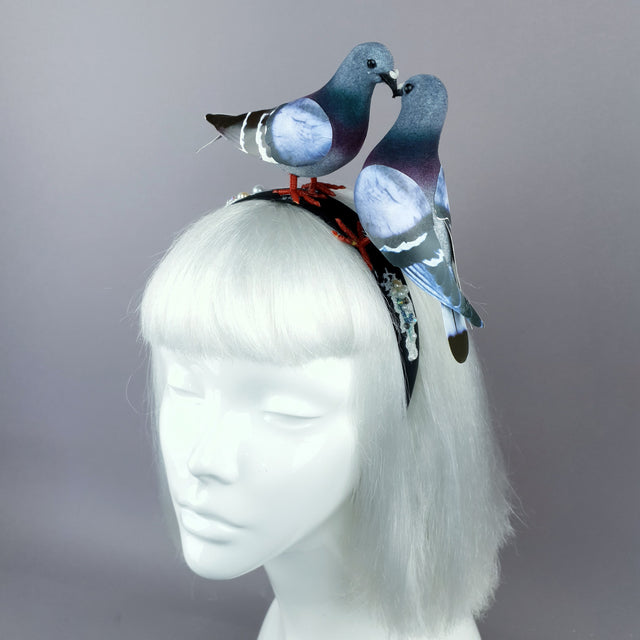 "Wabi-Sabi" Whimsical Pigeons in Love Poop Headband