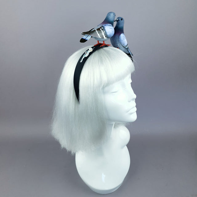 "Wabi-Sabi" Whimsical Pigeons in Love Poop Headband