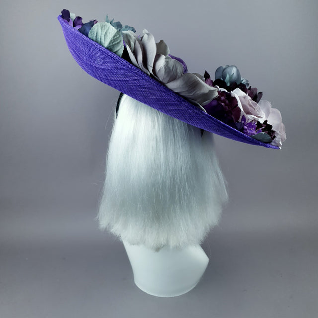 "Lilla" Purple Flowers & Lace Hat