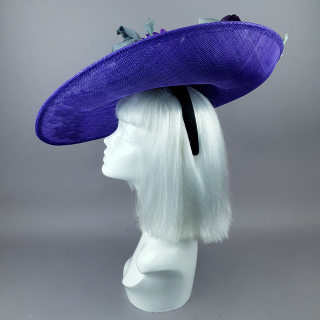 "Lilla" Purple Flowers & Lace Hat