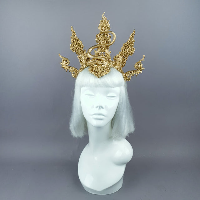 "Minoan" Gold Filigree Snake Halo Headpiece