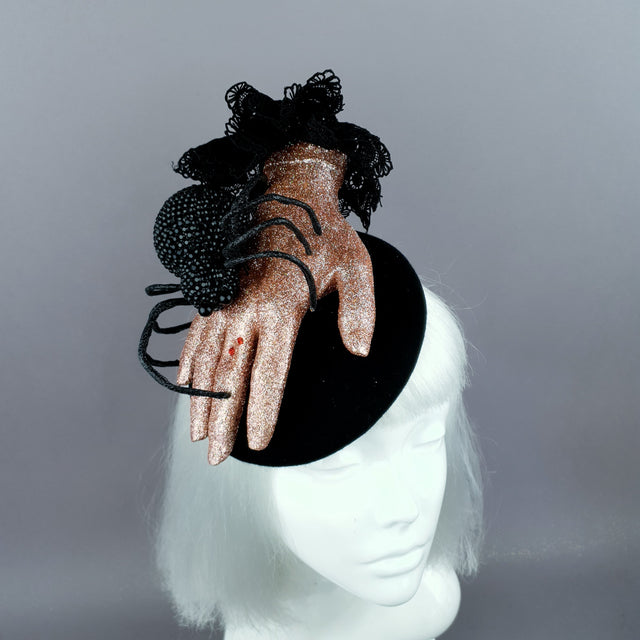 "Dearly Departed" Crystal Spider & Hand Halloween Hat