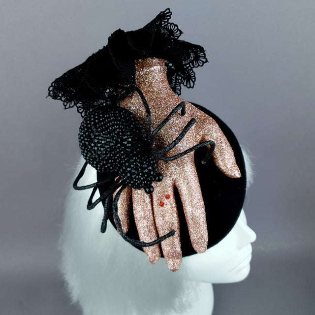 "Dearly Departed" Crystal Spider & Hand Halloween Hat