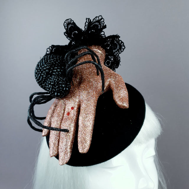 "Dearly Departed" Crystal Spider & Hand Halloween Hat