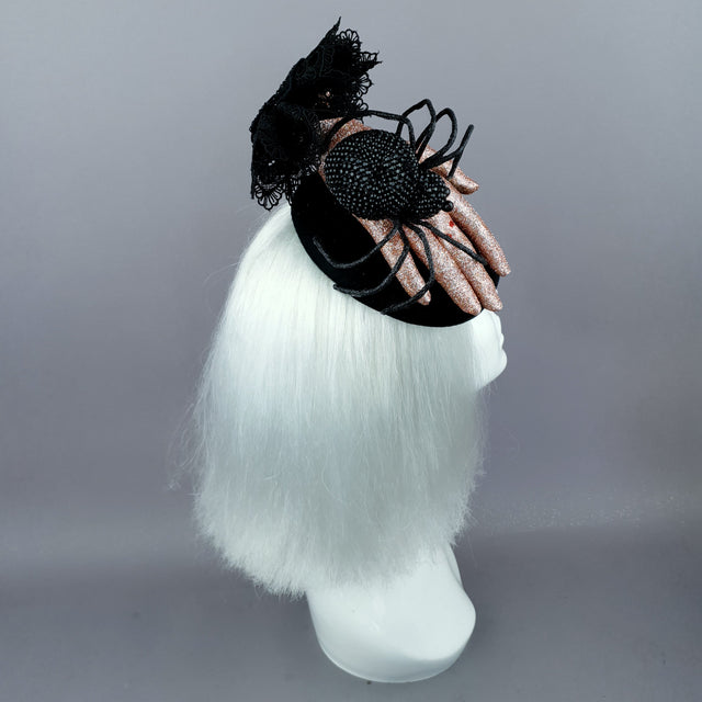 "Dearly Departed" Crystal Spider & Hand Halloween Hat